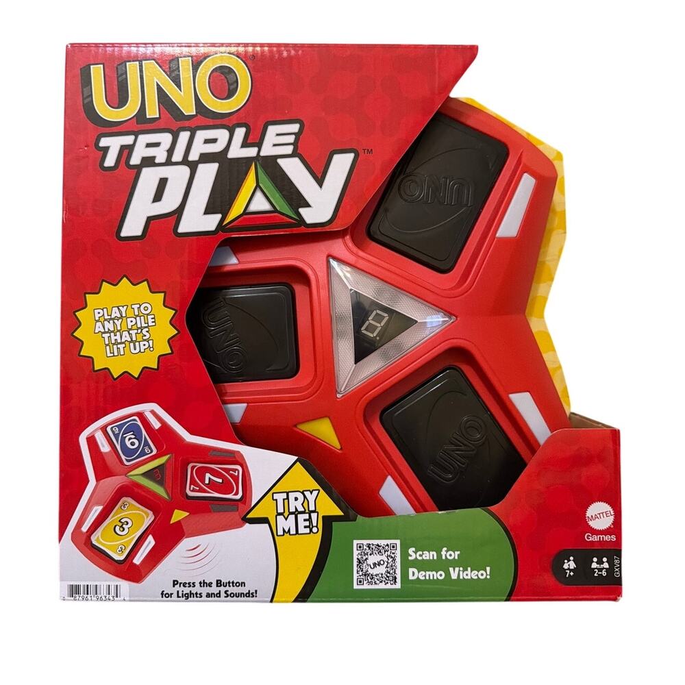 Uno Triple Play Game Card Game NEW in Box Family Game Night Board Games